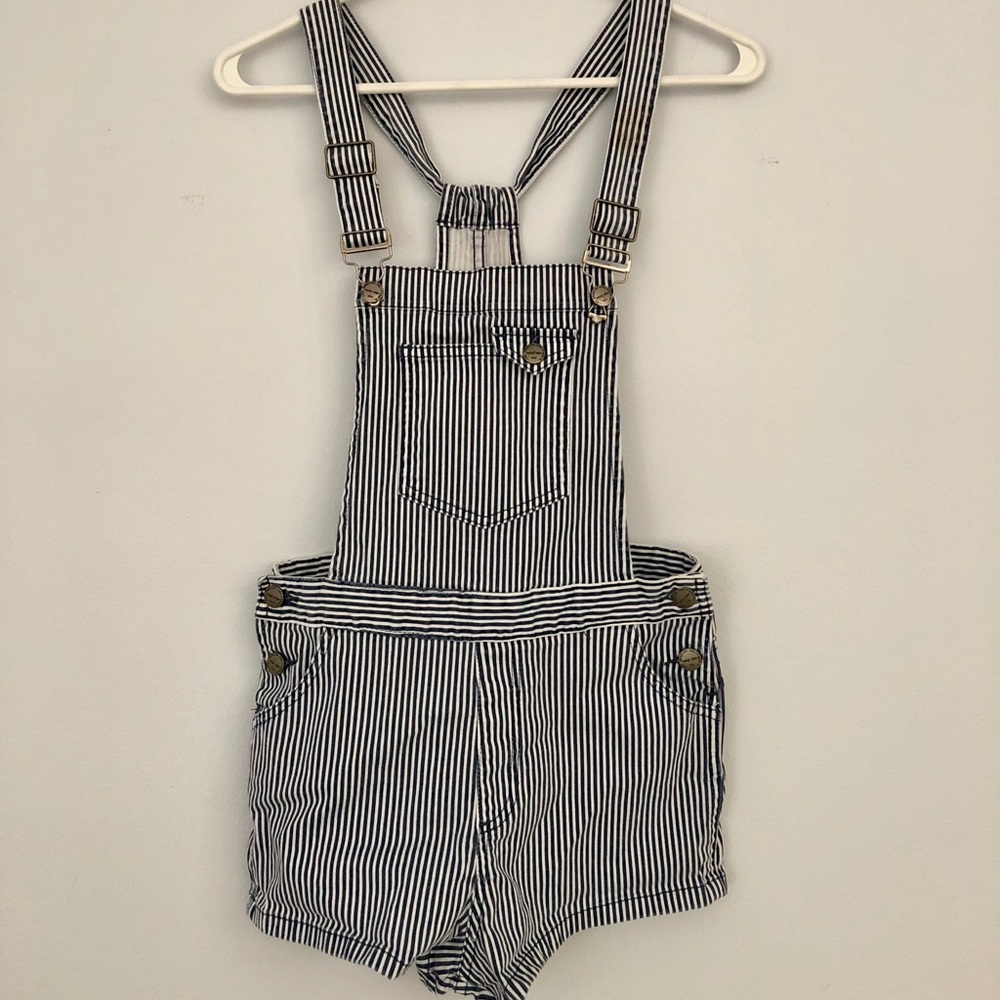 Navy blue striped overalls Size small